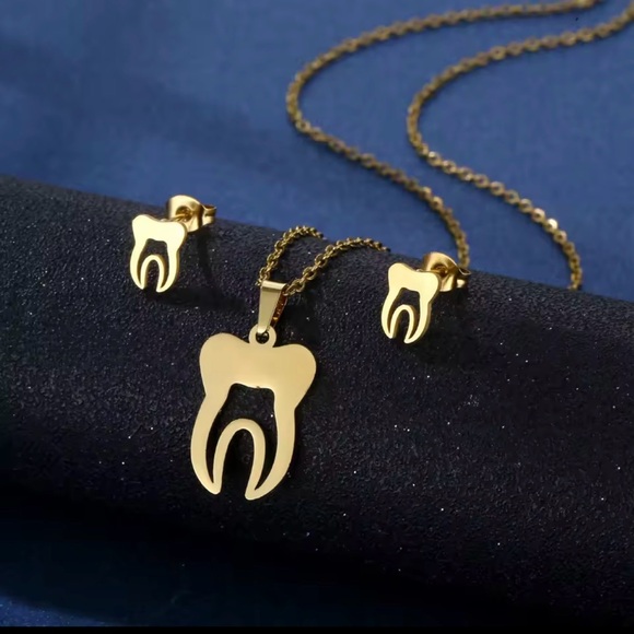 Lazord jewelry Jewelry - Unique Gold plated Stainless Steel Tooth Jewelry Set